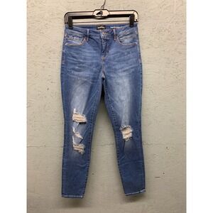 Bebe Heartbreaker‎ Skinny Jeans Women's 28 Blue Distressed Ripped Denim